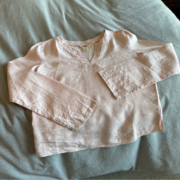 Old Navy Linen Tunic, Pink Tunic Top, Linen Shirt, Light Pink Top, 2000s, Small - Picture 8 of 13